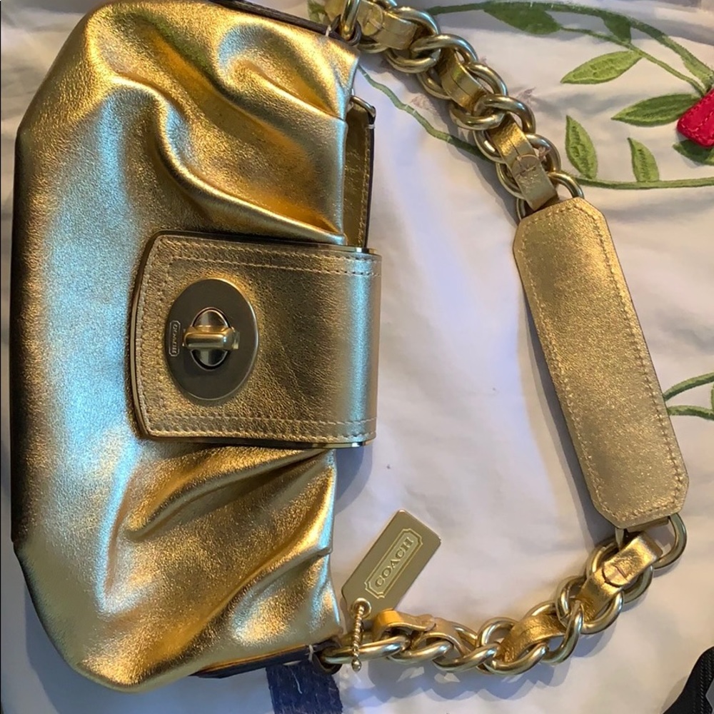 Leather Metallic gold Coach Purse
